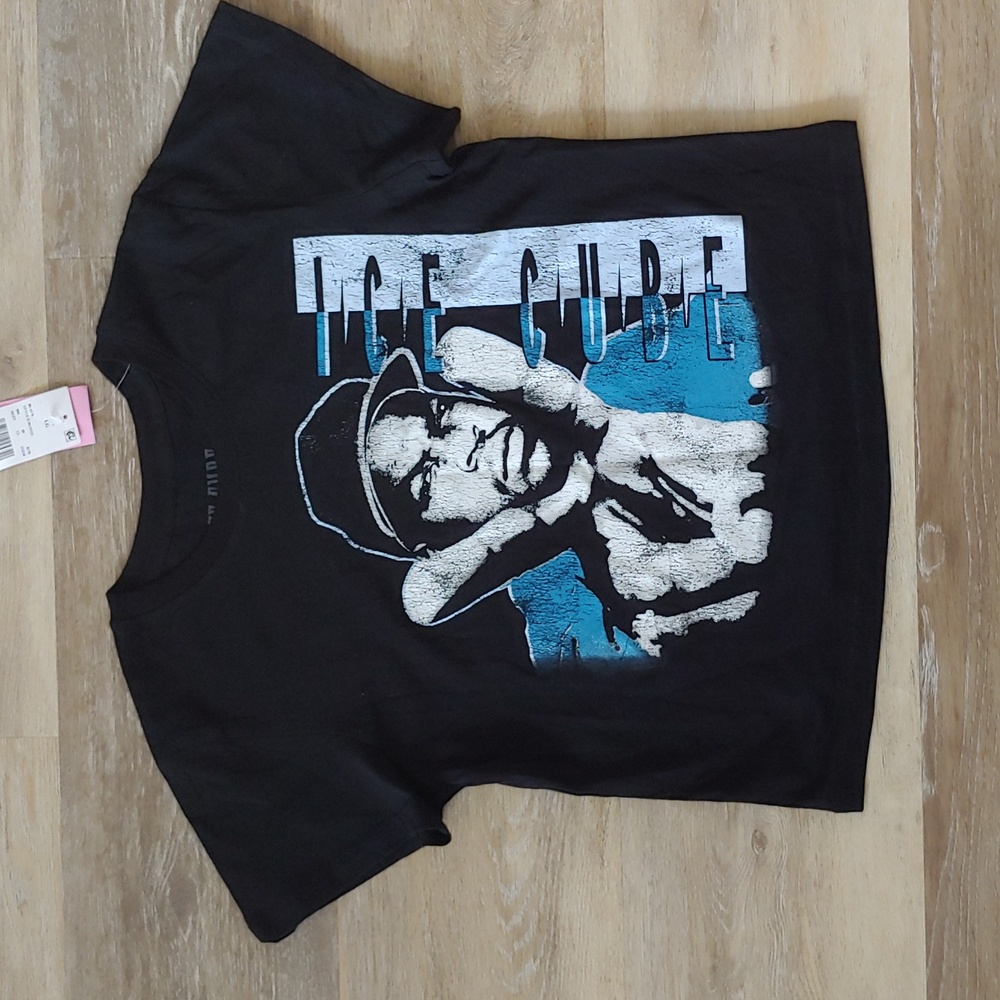NWT Ice Cube Women's Fitted Crop Top T-Shirt Black Size L